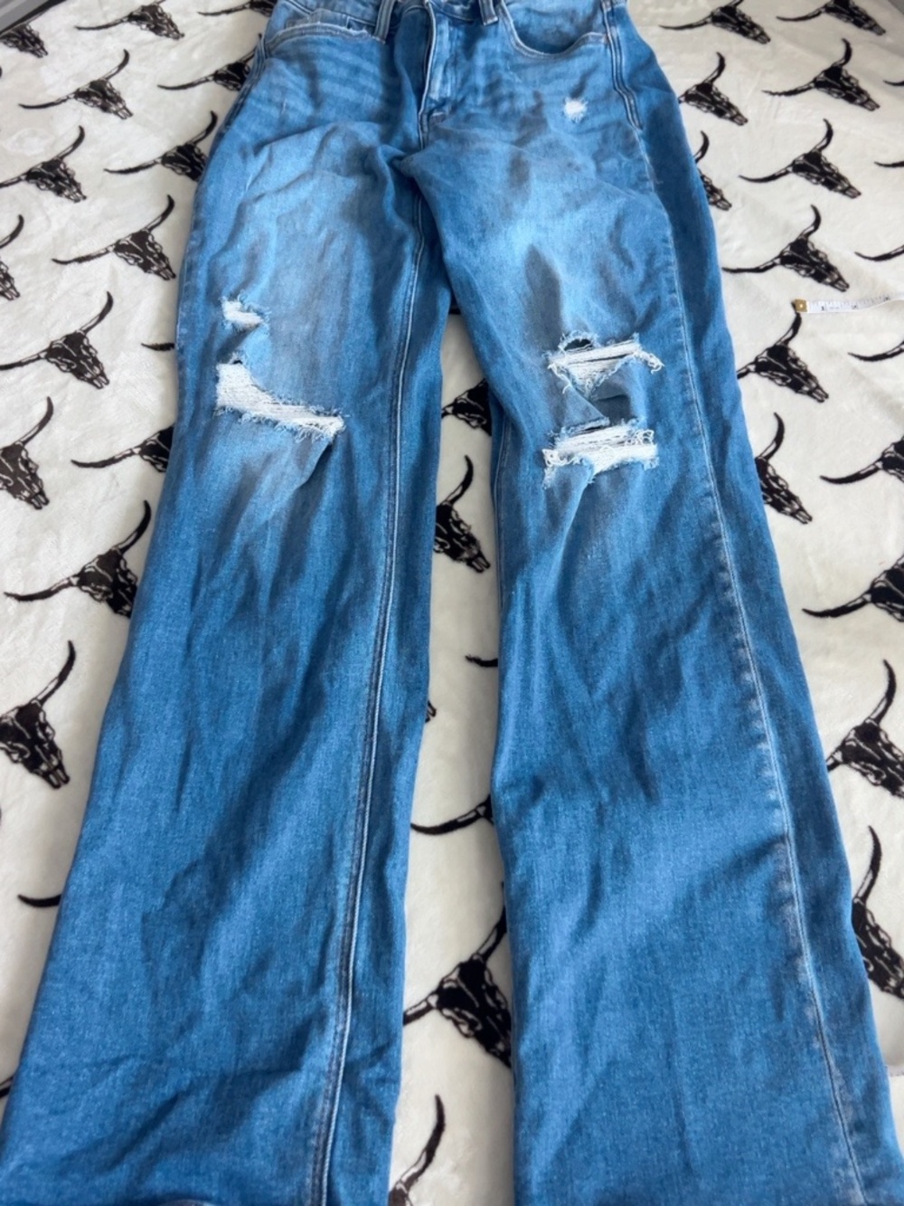 Vervet Distressed Wide Leg Jeans Size 27 High Rise Raw Hem T7046
